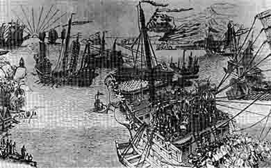Так художник представлял себе флот Хубилайхана После покорения империи Сун - фото 8