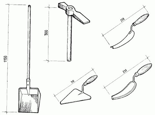 Рис 3 Инструменты для каменной кладки молоток расшивка кисть и щетка - фото 3