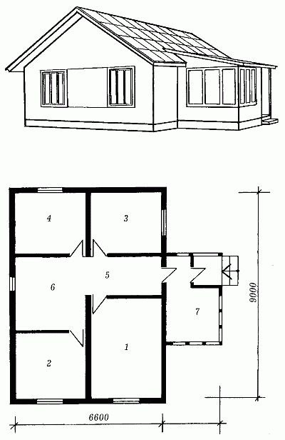 Четырехкомнатный домик с верандой Общая площадь 60 м2 1 Жилая комната - фото 182