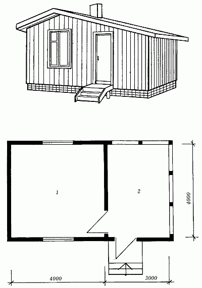 Однокомнатный деревянный домик с верандой Общая площадь 25 м2 1 Жилая - фото 183