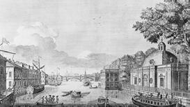 Вид устья Фонтанки от Грота и Запасного дворца Офорт М И Махаева 1749 И - фото 5