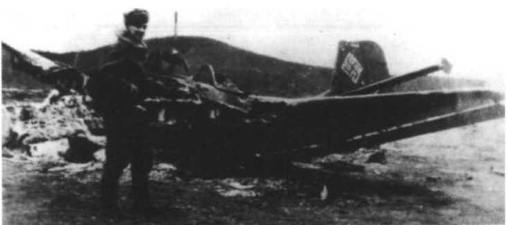 Летчик у сбитого Ю87 Самолеты Як1 из состава 106го ГИАП лето 1944 г - фото 74