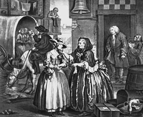 Хогарт У Прибытие в Лондон из серии Карьера проститутки Офорт 1732 - фото 15