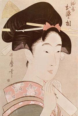 Китагаво Утамаро Красавица Осомэ из дома Абурая Около 1799 Цветная - фото 1