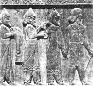 На фризе из древней персидской столицы Персеполя изображен мидянин ведущий за - фото 7