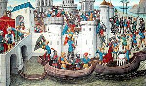 Взятие Константинополя крестоносцами в 1204 г Миниатюра XV в Bibliothuque - фото 1