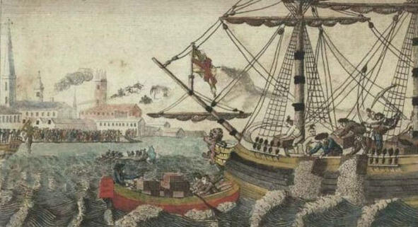 старинная гравюра с изображением Бостонского чаепития Во время своей службы в - фото 7