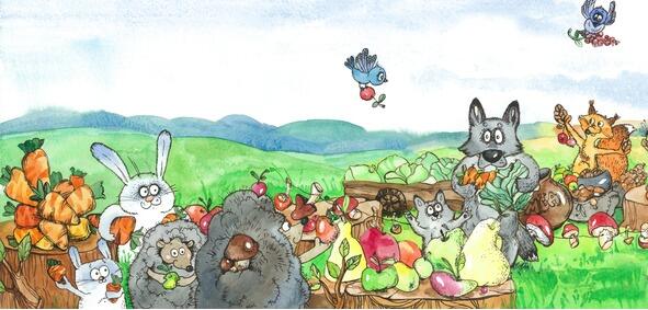 Даже волки почемуто Покупают и едят Только овощи и фрукты А на зайцев не - фото 3