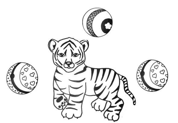 5 Раскрась мячик который слева от тигрёнка красным Мячики который справа - фото 8