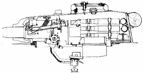 Схема установки 100мм пушки Д10Т в улучшенной башне Т44 проект 1945 г - фото 47