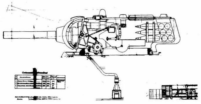Схема установки 122мм гаубицы У11 в башне танка КВ9 IV Танковые гаубицы - фото 65