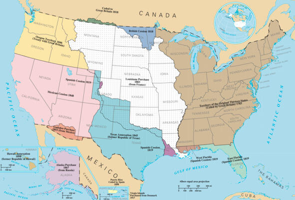 Карта экспансии Соединенных Штатов Америки Луизиана выделена белым цветом - фото 6