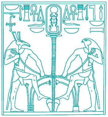 Боги Сетх слева и Хор справа оплетают иероглиф обозначающий единство - фото 1
