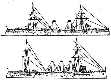 Касаги вверху и Цусима типичные крейсера разведчики времен - фото 2