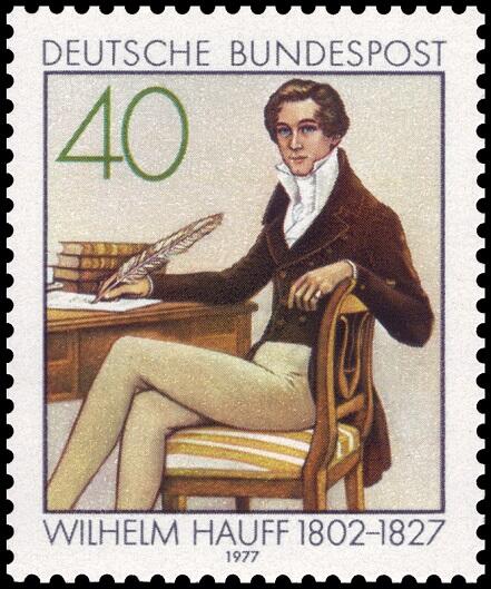 Немецкая почтовая марка с изображением Вильгельма Гауфа Об авторах Писатель - фото 1