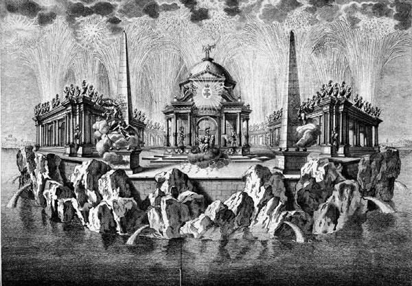 Фейерверк в честь годовщины восшествия на престол Екатерины II Гравюра XVIII - фото 64