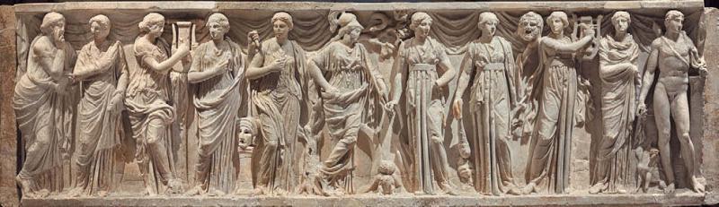 Саркофаг муз девять муз и покровители искусств Афина и Аполлон Белый - фото 2