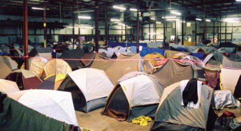 One of the tent cities for fire crews this one in a warehouse that served as - фото 48