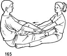 Надавливание ногами на живот Сидя между ногами пациента и притягивая его к - фото 170