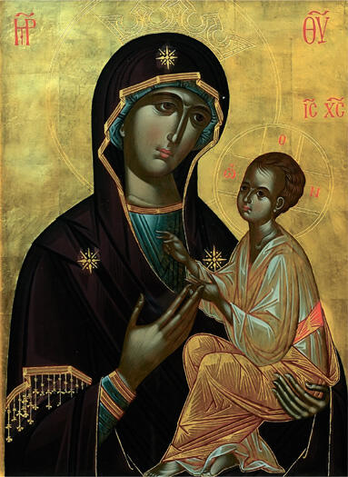 14 Современная икона Одигитрия на которой Богородица указывает правой рукой - фото 20