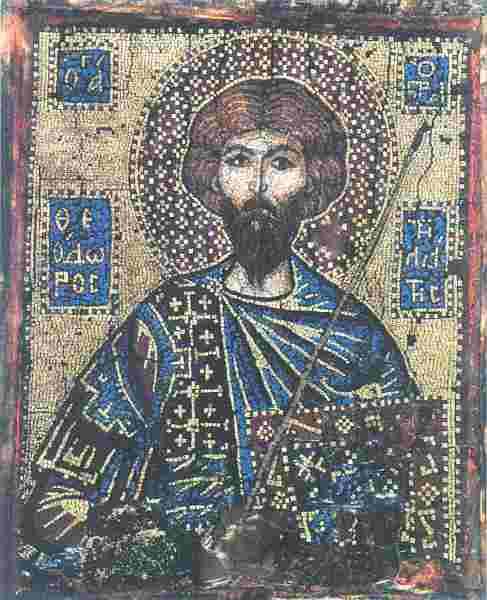 Фёдор Стратилат Мозаичная икона Начало XIV в Голубь Мозаика Церковь - фото 5
