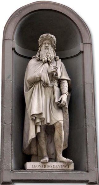 Статуя Леонардо да Винчи украшающая галерею Уффици Флоренция Италия - фото 5