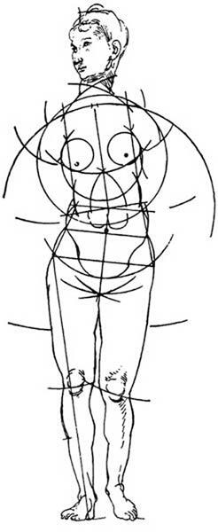 Построение женской фигуры при помощи циркуля Рисунок пером Дрезден - фото 6