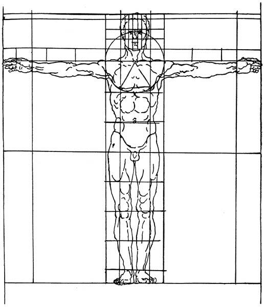 Мужская фигура вписанная в квадрат Рисунок пером Дрезден Публичная - фото 8
