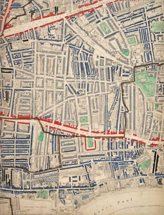 Фрагмент оригинальной раскрашенной вручную Наглядной карты лондонской - фото 5