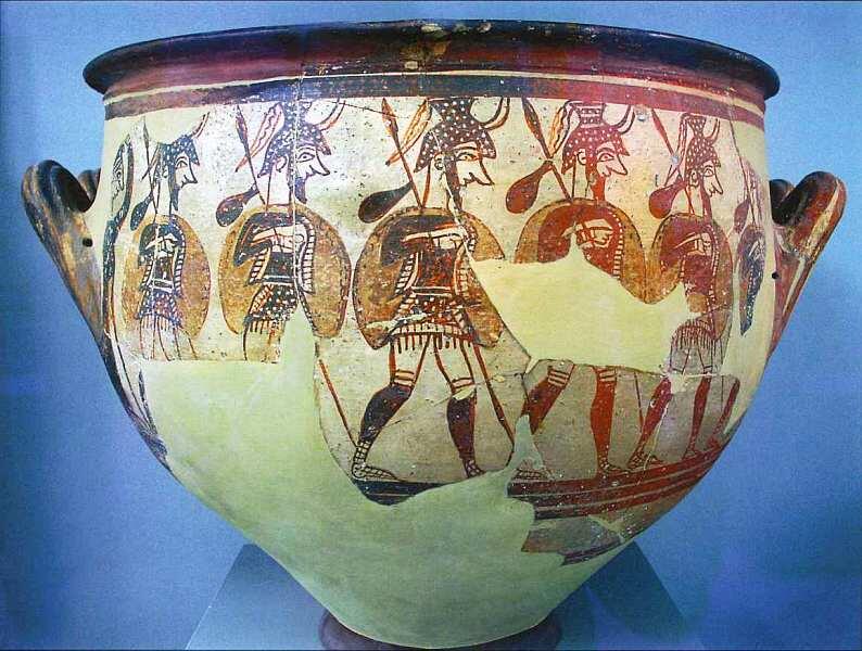 Кратер воинов из Дома воинов в Микенах Около 1200 до н э Глина роспись - фото 25