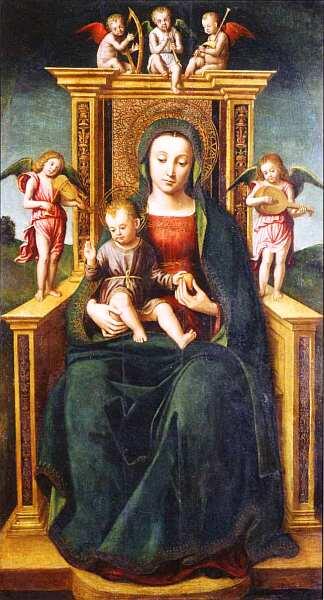 Лудовико Бреа активен в 14751522 Мадонна с Младенцем на троне 1490 Дерево - фото 27