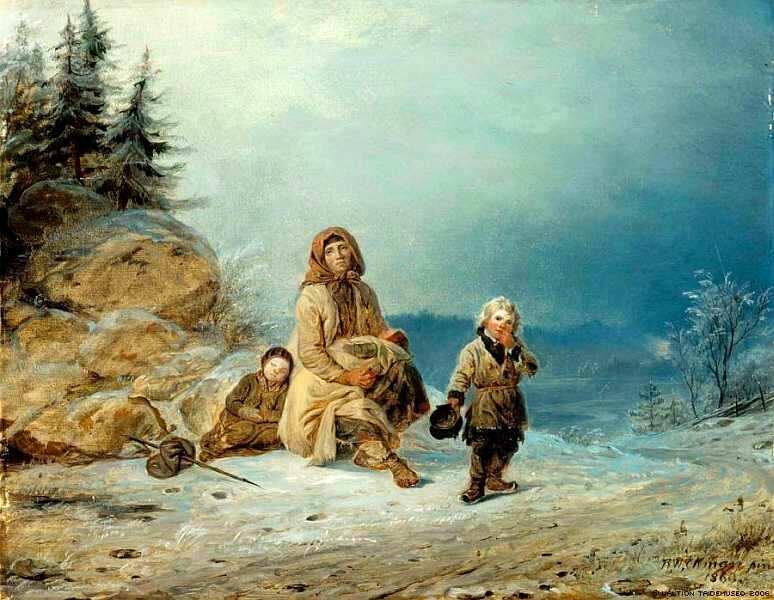 Роберт Вильгельм Экман 18081873 Семья нищих в дороге 1860 Холст масло - фото 15