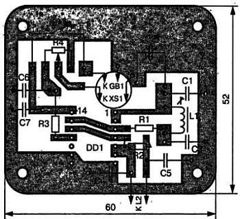 Рис 6 Чертеж печатной платы металлоискателя на микросхеме Металлоискатель в - фото 6