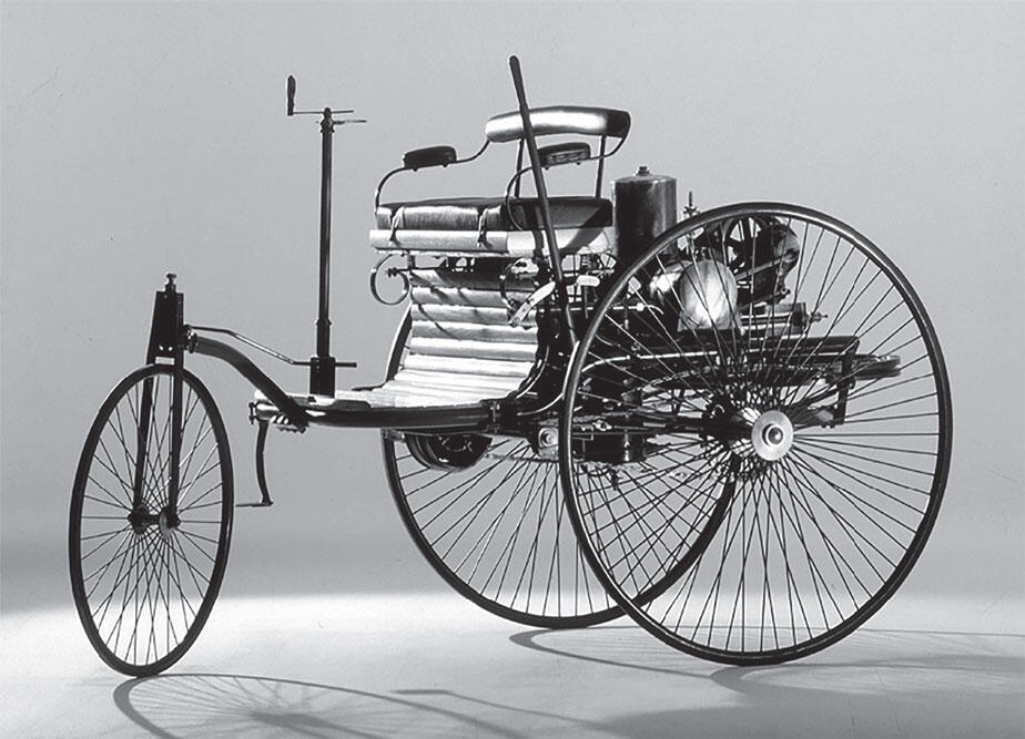 Рис 13 Автомобиль Карла Бенца 1885 г Колеса металлические мощность - фото 13