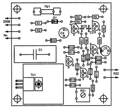 Рис 11 Расположение элементов на печатной плате терморегулятора При - фото 12
