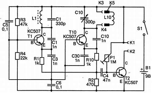 Рис 14 Принципиальная схема простого транзисторного металлоискателя В - фото 16