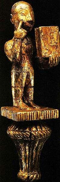 Культовый предмет оракула из Ганы 1930 Дерево золотая фольга 406x105x102 - фото 15