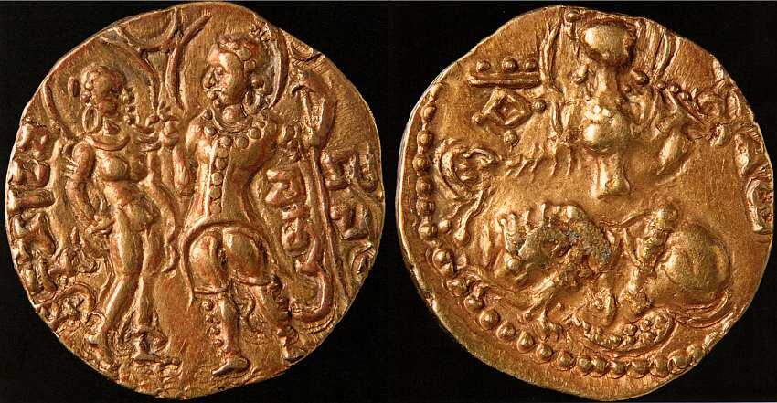 Монета Время правления династии Гуптов 320550 V век Золото чеканка - фото 17