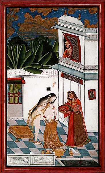 Герой любующийся прекрасной купальщицей Кота Раджастхан Около 1770 Бумага - фото 72