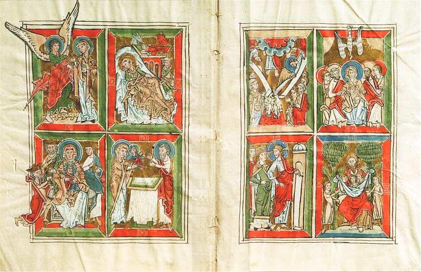 Бифолия со сценами из жизни Христа 12301240 Пергамент темпера золото - фото 18