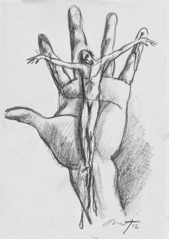 Дружеский шарж на автора художника Игоря Макарова 1972 г Неприкаянный драма - фото 1