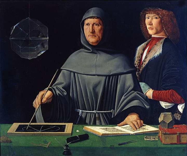 Якопо де Барбари 14401515 Математик Фра Лука Пачоли и его ученик Гвидобальдо - фото 21