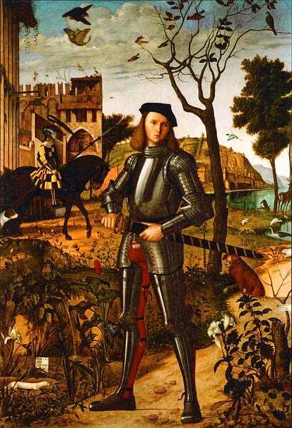Витторе Карпаччо 1460146615251526 Молодой рыцарь на фоне пейзажа 1510 - фото 18