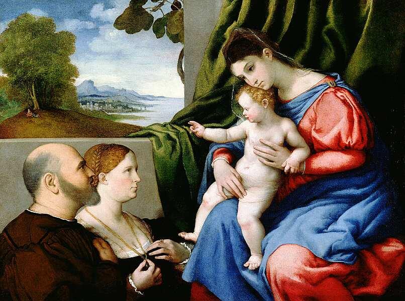 Лоренцо Лотто 14801556 Мадонна с Младенцем и двумя донаторами Около - фото 11