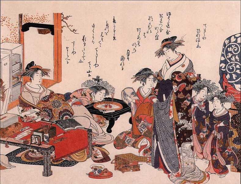 Китао Масанобу 17711816 Гейши Хинадзуро и Чосан Япония1784 Ксилография - фото 76