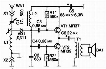 Рис 5 Принципиальная схема громкоговорящего детекторного приемника К антенне - фото 5