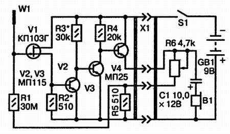 Рис 7 Принципиальная схема транзисторного искателя Истоковый повторитель - фото 7