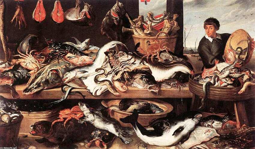 Франс Снейдерс 15791657 Рыбный рынок 1620 Холст масло 202x337 Натюрморты - фото 43
