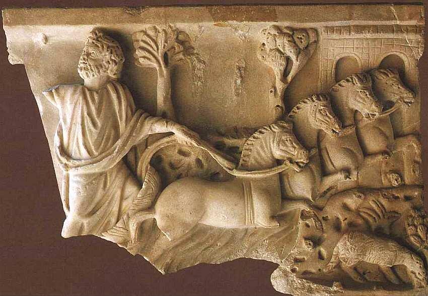 Вознесение пророка Илии на небо фрагмент саркофага II век Мрамор Музей - фото 21