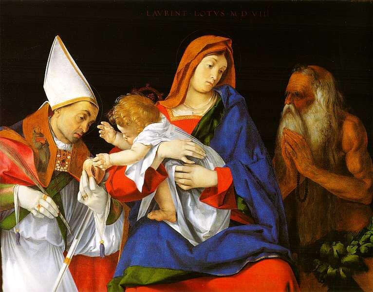 Лоренцо Лотто около 14801556 Мадонна с Младенцем и святыми Флавианом и - фото 18